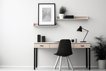 Minimalist Monochrome Home Office: Sleek Concepts with Minimal Wall Decor