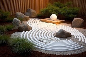 Fototapeta na wymiar Zen Garden Serenity: Tranquil Minimalist Designs for Contemplative Spaces
