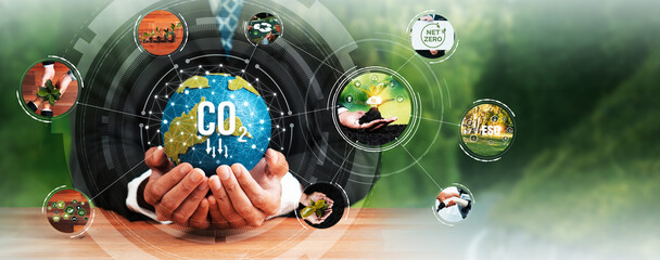 Green business ESG management tool to save world future concept model case idea to deal with bio...