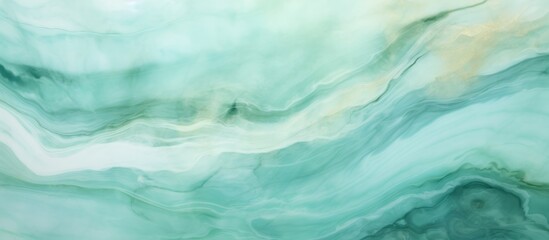 A painting depicting a swirling pattern in shades of green and white. The colors blend seamlessly, creating a dynamic and mesmerizing composition.