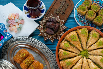 The Food of Ramadan Cuisine Dates Fruits (Hurma), Eminonu Fatih, Istanbul Turkiye (Turkey) - obrazy, fototapety, plakaty