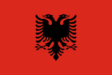 Albania vector flag in official colors and 3:2 aspect ratio.