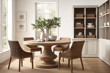 Modern Farmhouse Dining Room Inspirations: Refined Storage Style with Woven Baskets