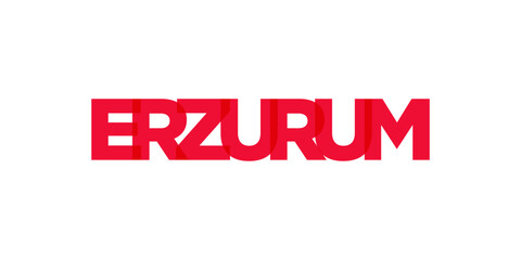 Erzurum in the Turkey emblem. The design features a geometric style, vector illustration with bold typography in a modern font. The graphic slogan lettering.