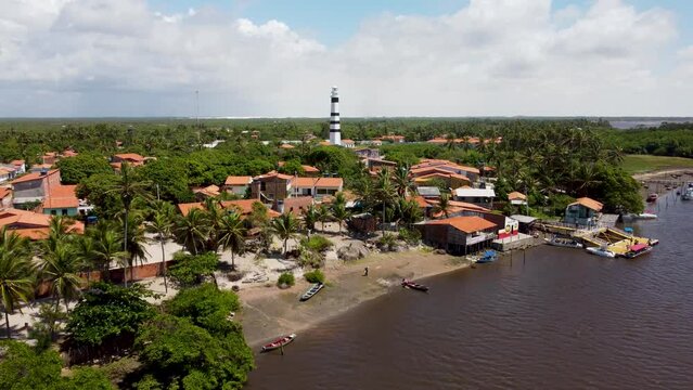Mandacaru Lighthouse At Barreirinhas Maranhao Brazil. Maritime Nature. Paradise Landscape Peaceful Beautiful. Paradise Seaside Peaceful Waterfront Coast. Paradise Beautiful Sunny Day Scenics Nature.
