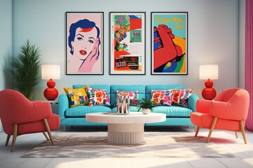 Pop Art Paradise: Bold Graphic Artwork and Retro Vibes for Your Living Room