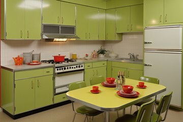 Fototapeta premium Avocado Green Dream: Retro 60s Inspired Kitchen Inspirations