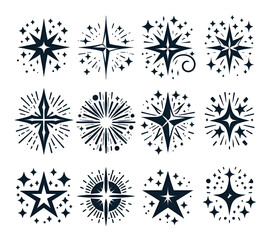 Sparkle star icons. Shine icons. Stars sparkles vector isolated on white background.