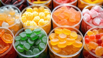 Marmalade candy jelly showcase supermarket grocery market wallpaper background