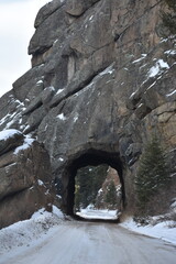 Road Tunnel Through a Rock Wall
