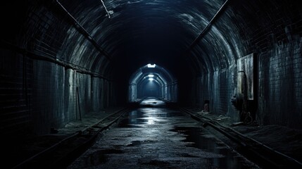 Urban abandoned dark tunnel dirty mine subway railway station wallpaper background