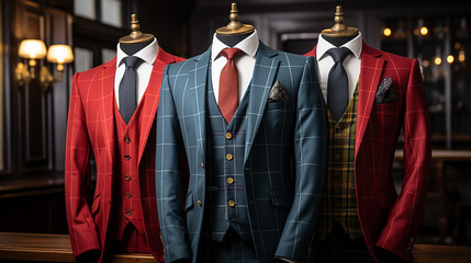 Italian suit three piece product image, generative ai
