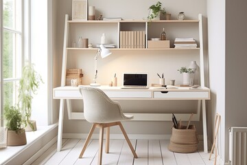 Fototapeta na wymiar Ultimate Scandi-Minimalist Home Office Ideas: Creating a Calm and Serene Workspace