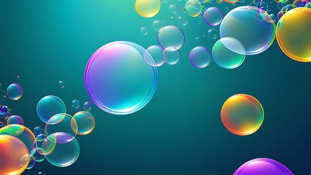 A visually captivating PC desktop wallpaper with abstract, translucent bubbles soaring through a vivid and lively background