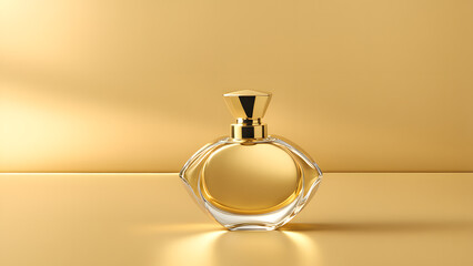 Glamorous 3D Gold Perfume Bottle Mockup Ideal for Luxury Goods and Spa Advertising in Exclusive Beauty Salons and Spa