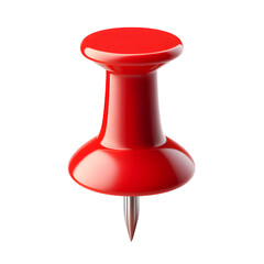 Red thumbtack isolated on white background.