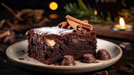 Сhocolate cake brownie dessert bakery wallpaper background	