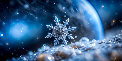 snowflake ice macro in space