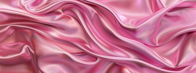 A closeup shot showcasing a vibrant purple satin fabric with subtle waves, creating a mesmerizing pattern reminiscent of delicate petals in shades of pink, magenta, and violet - obrazy, fototapety, plakaty