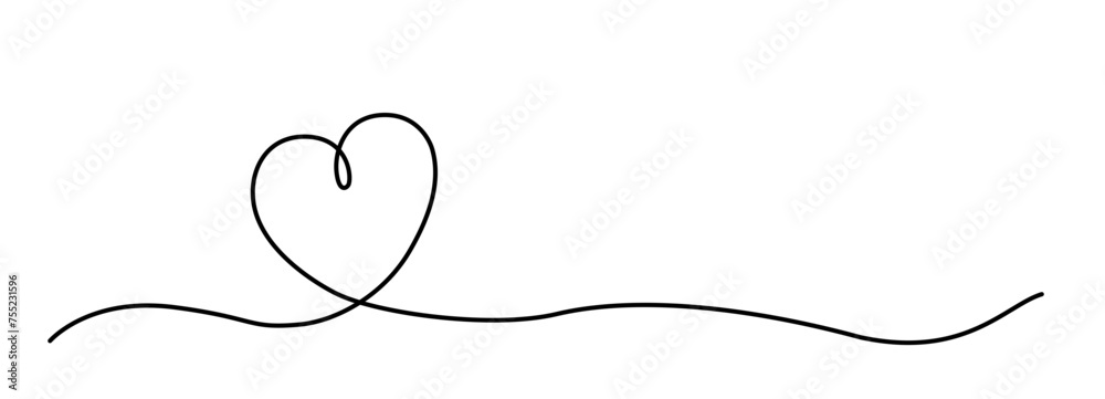 Wall mural a heart formed by a continuous line – minimalistic line art of a heart isolated on a transparent bac