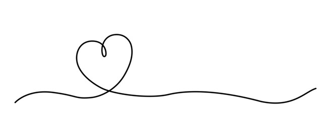 A heart formed by a continuous line – Minimalistic line art of a heart isolated on a transparent background