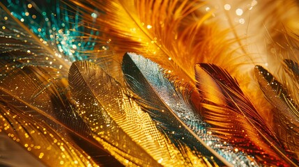Colorful shining sparkle birds feathers wallpaper background