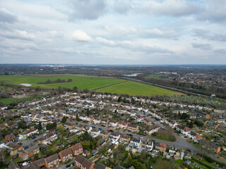 Aerial View of Central Hatfield City of England, Great Britain. March 9th, 2024