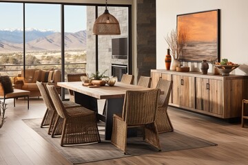 Metallic Desert Charm: Southwest Dining Room Ideas with Industrial Touch