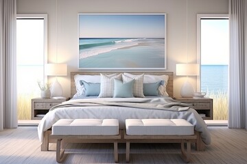 Serene Coastal Bedroom Decor: Tranquil Beach House Vibes & Light Bedding