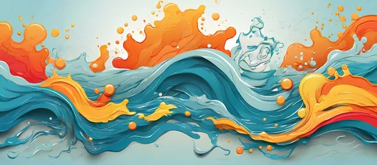 Outdoor-Kissen splash and waves in vector abstract shape AI 4K © abdel moumen rahal