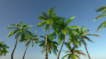 Obraz premium Several tall palm trees under a clear blue sky possibly in a tropical or subtropical climate