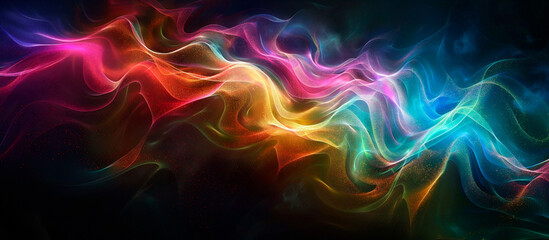 Grainy dark background abstract in bright colors on black background, bright gradient splash colors...
