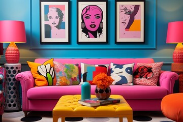 Vibrant Pop Art Living Room: Funkalicious Decor with Quirky Accessories