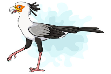Cartoon Secretary bird on white background