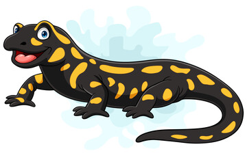 Cartoon salamander lizard on white background
