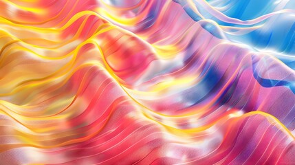 Iridescent Soft Silk, Abstract Waves Shimmering with Color