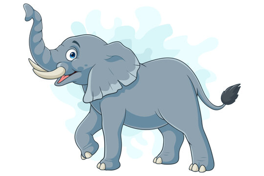 Cartoon african elephant on white background