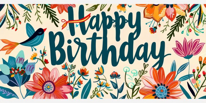 Colorful Typography Extravaganza: The image showcases an extravagant display of "Happy Birthday" with diverse designs, utilizing a spectrum of colors, fonts, and decorations
