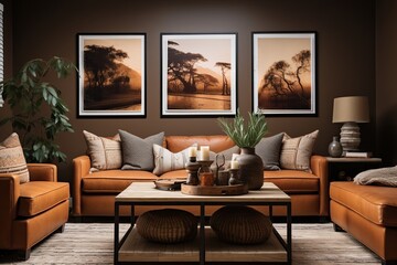 Cozy Earthy Vibes: Warm-Toned Living Room Decors with Statement Lighting