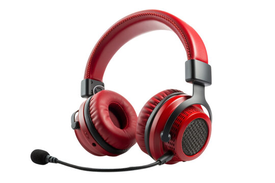 Red headset on transparent background png image
