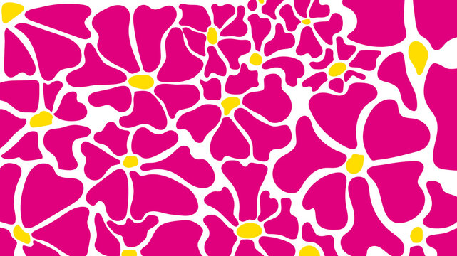 Ilustraci&oacute;n digital de flores abstractas vectorizadas en color fusca y amarillo. 