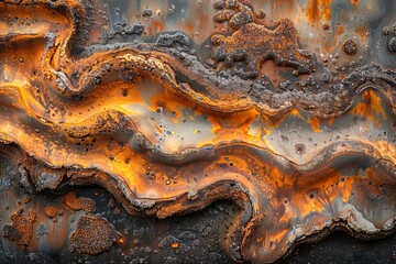 Abstract Natural Pattern of Eroded Rocks and Minerals with Orange and Brown Tones - High-Quality Texture Background for Design