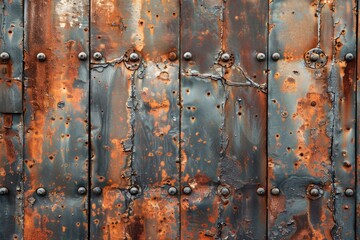 Vintage Rustic Metal Door with Weathered Texture and Faded Paint Details Perfect for Background