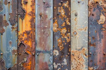 Vibrant Rusty Metal Texture Panels in Array of Colors - Weathered Iron Surface Background for Design Use