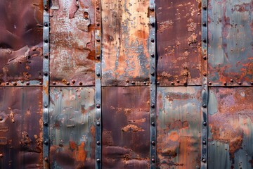 Vintage Rusty Metal Texture with Weathered Paint - Abstract Background for Industrial Design Concepts