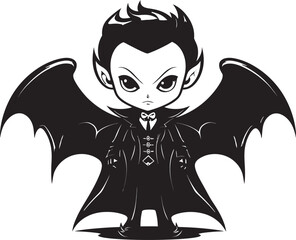 Tiny Terror Cute Dracula Logo with Sharp Wings Charming Bat Vector Dracula Logo Icon