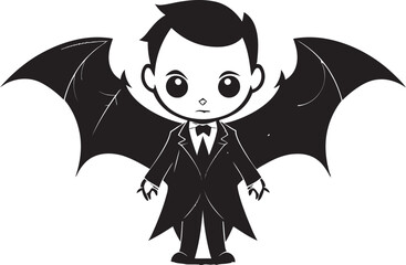 Cute Bat Dracula Emblem in Vector with Sharp Wings Tiny Vampire Charming Dracula Logo Design