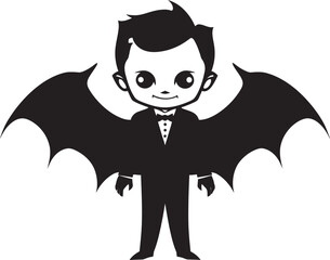 Charming Fangs Dracula Logo Design with Cuteness Whimsical Bite Adorable Vector Logo with Wings
