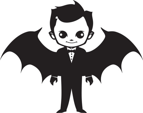 Charming Fangs Dracula Logo Design with Cuteness Whimsical Bite Adorable Vector Logo with Wings