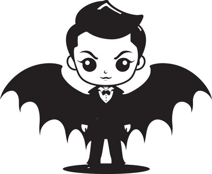 Sweet Dracula Whimsical Logo Design with Sharp Wings Playful Bite Charming Dracula Emblem in Vector